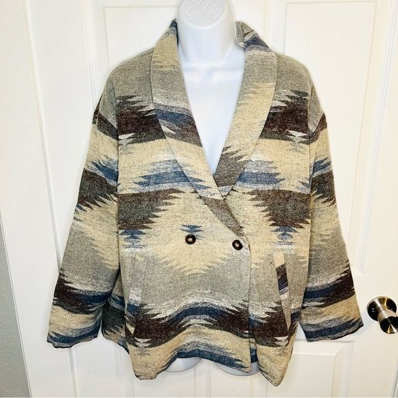 Red Dress Aura Setting The Standard Southwestern Blazer Jacket Oversized Taupe M - Picture 4 of 11